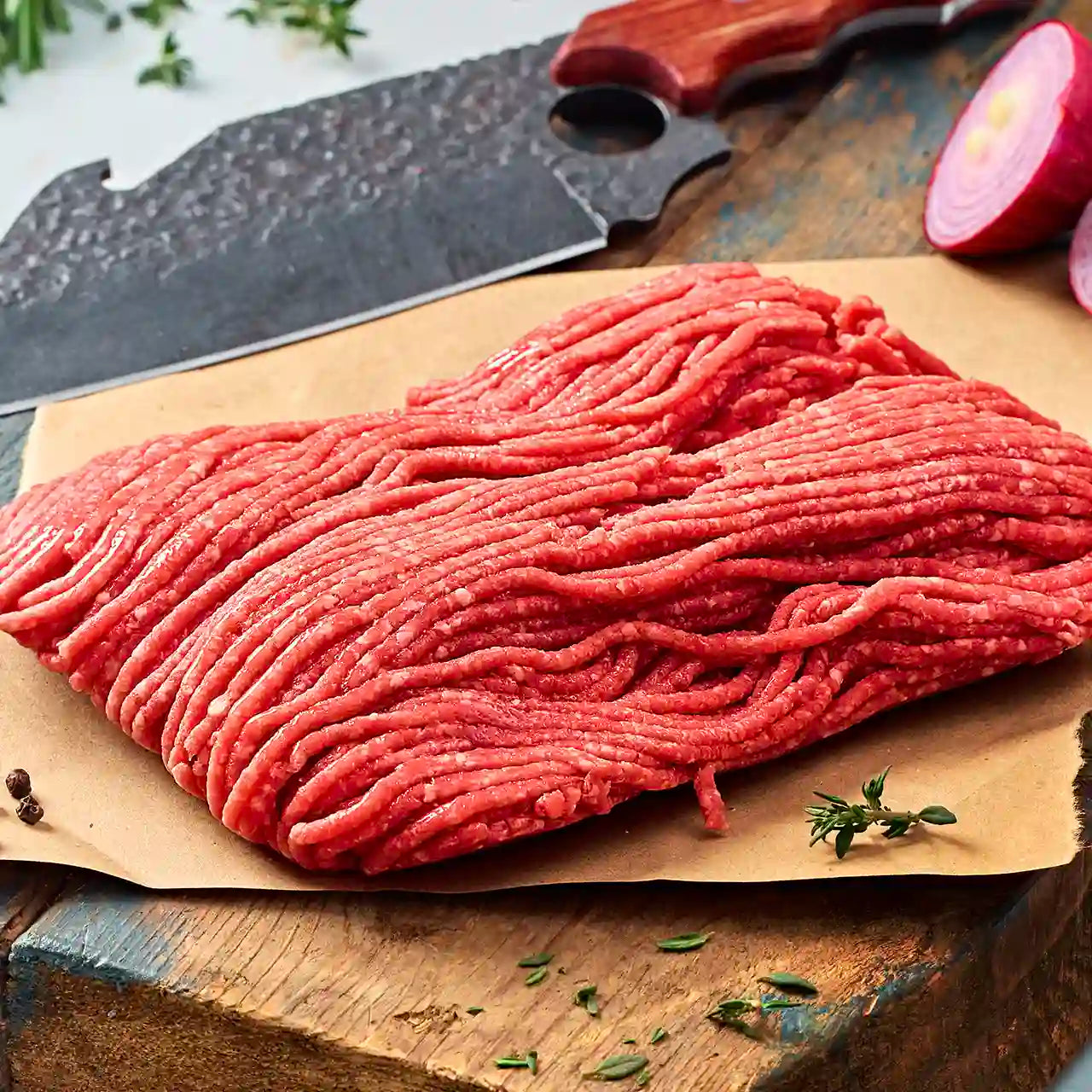 مفروم بقري قليل الدهن، أقل من 5٪ دهن، Topside mince، Knuckle mince، مفروم دايت، لحم مفروم مبرد، بولونيز، لازانيا، صينية خضار، محاشي، ميت آند مور، توصيل لحوم الرياض الدمام الخبر الظهران-مفروم بقري مبرد أقل من 5٪ دهن – Topside/Knuckle – ميت آند مور -Lean ground beef (<5% fat), chilled Topside/Knuckle – Meat & More